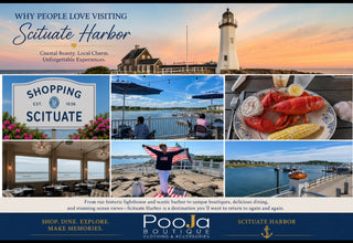 Why people love visiting Scituate Harbor - lighthouse, dining, shopping at Pooja Boutique, beaches and ocean views