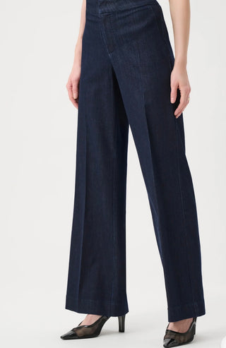 Featherweave Denim Palazzo Wide-Leg Pull-On Jeans