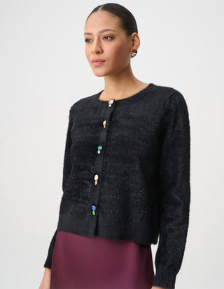 Bejeweled Crew Neck Cardigan