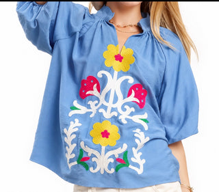 Santorini Soft Blue Blouse