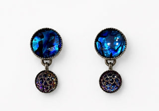 Handcrafted Blue Iridescent Frosted Glass Earrings