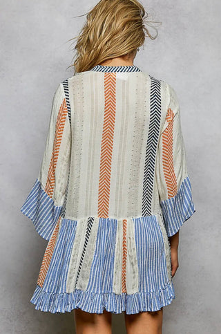 Printed woven cotton embroidered dress