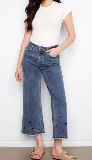 Embroidered Heart Denim Jeans