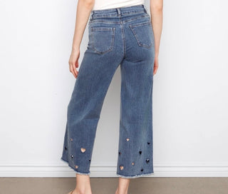 Embroidered Heart Denim Jeans