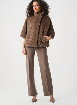 Chevron Faux Fur Cape Jacket