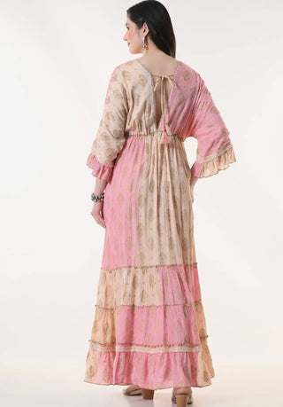 Aura Flowing Silk-Touch Maxi Dress | Blush Summer Neutral