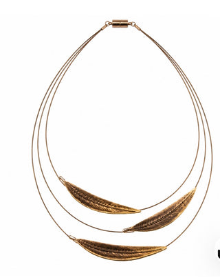 Bronze Leaf Triple-Strand Necklace