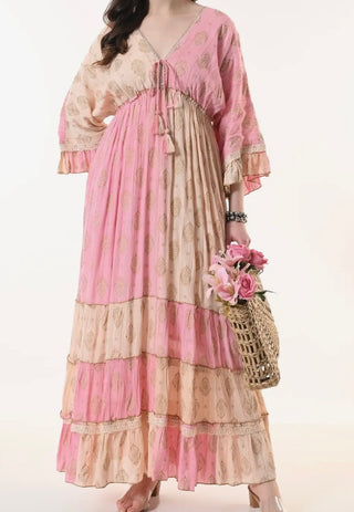 Aura Flowing Silk-Touch Maxi Dress | Blush Summer Neutral