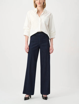 Featherweave Denim Palazzo Wide-Leg Pull-On Jeans