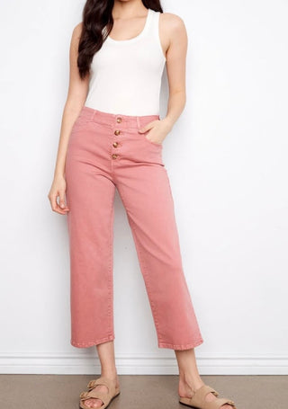 Elevated Stretch Twill Button-Fly Crop Pants