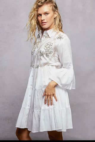 Luna Delicate Sequin & Cotton Embroidered Dress – Elegant & Playful