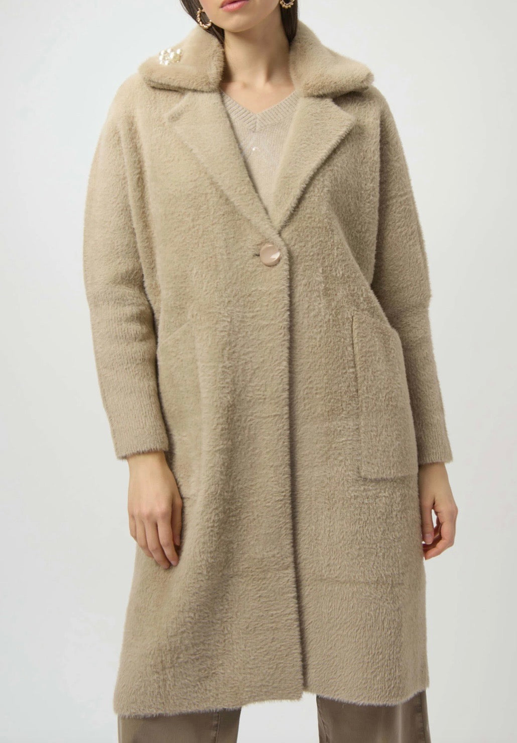 Feather Yarn Faux Fur Sweater Coat