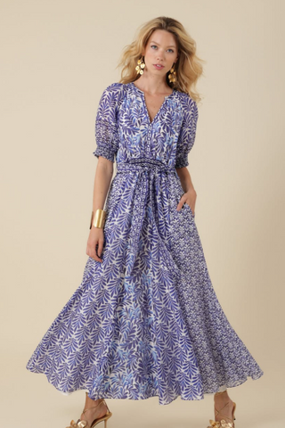 Blue Botanical Maxi Dress