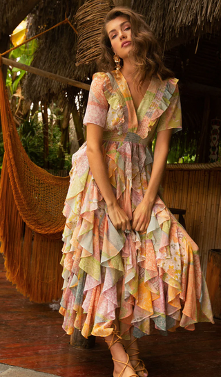 Watercolor Ruffle Dress