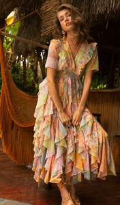 Watercolor Ruffle Dress
