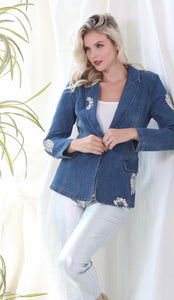 Denim Jacket with Stone Detailing