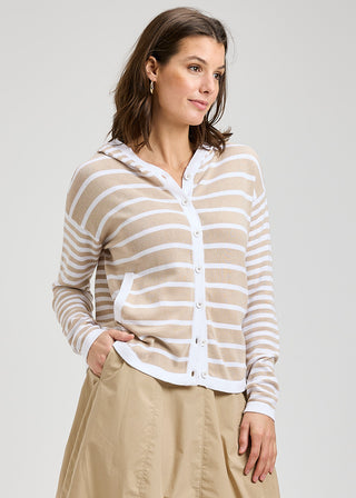 Stripe Hooded Knit with Modern Ease