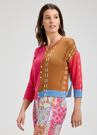 Bubblegum Colorblock Cotton Knit Sweater