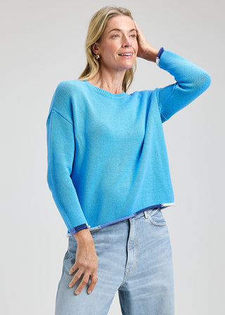 Azure Cotton Knit Sweater