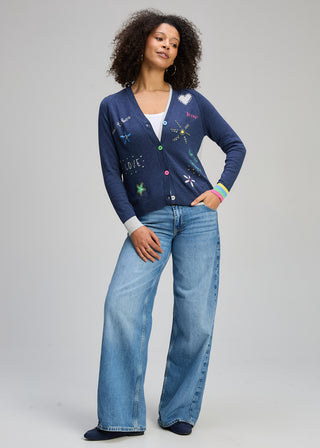 Playful Denim Cardigan