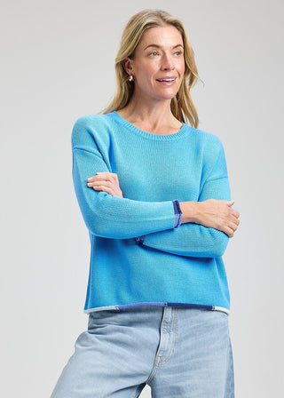 Zaket & Plover azure blue cotton knit sweater