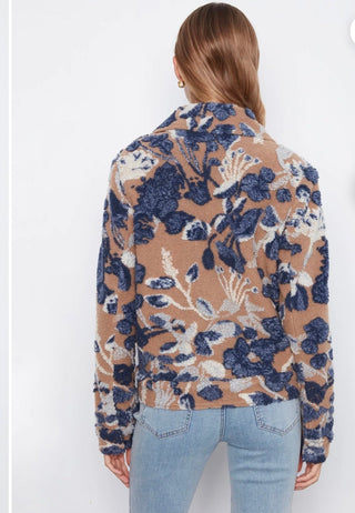 Charlie B artistic print jacket in blue and beige, second view
