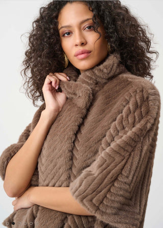 Pooja Boutique Chevron Faux Fur Cape Jacket