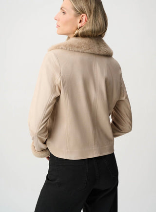 Joseph RibkoffJoseph Ribkoff Foiled Faux Suede Fur Collar Jacket