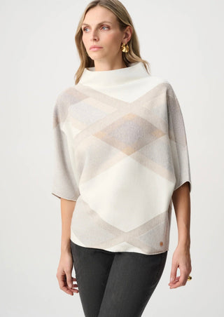 Joseph RibkoffJoseph Ribkoff Plaid Funnel-Neck Sweater