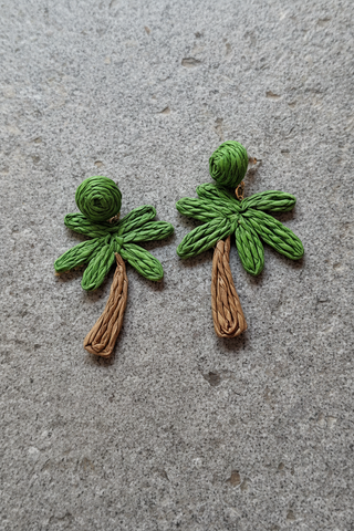 Palm Tree Raffia Earrings