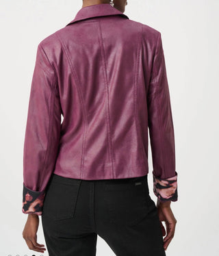 Joseph RibkoffPlum Studded Moto Jacket With Cuffs