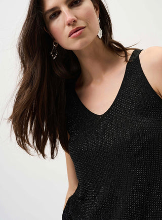 Rhinestone metallic knit tank in black