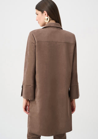 Chocolate Scuba Suede Straight Coat - alternate view - Pooja Boutique