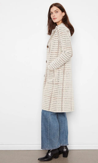 Pooja Boutique Soft Plaid Notch-Collar Coat