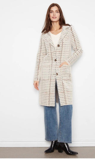 Pooja Boutique Soft Plaid Notch-Collar Coat
