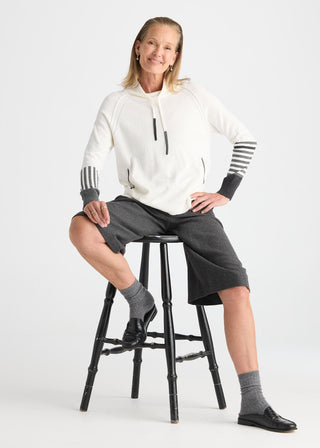 Zaket & Plover white contrast cuff sweater, third view