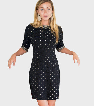 Metallic Dot Embroidered Dress - Pooja Boutique 
